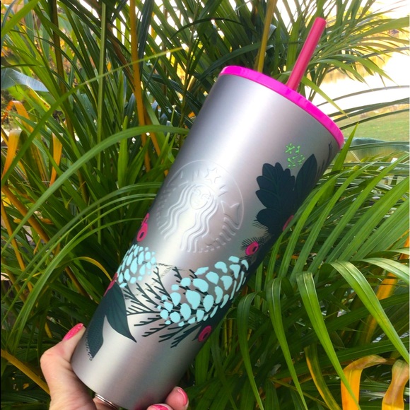 Starbucks Brushed Silver Stainless Cup Steel Floral Tumbler Limited Release New - Picture 4 of 14